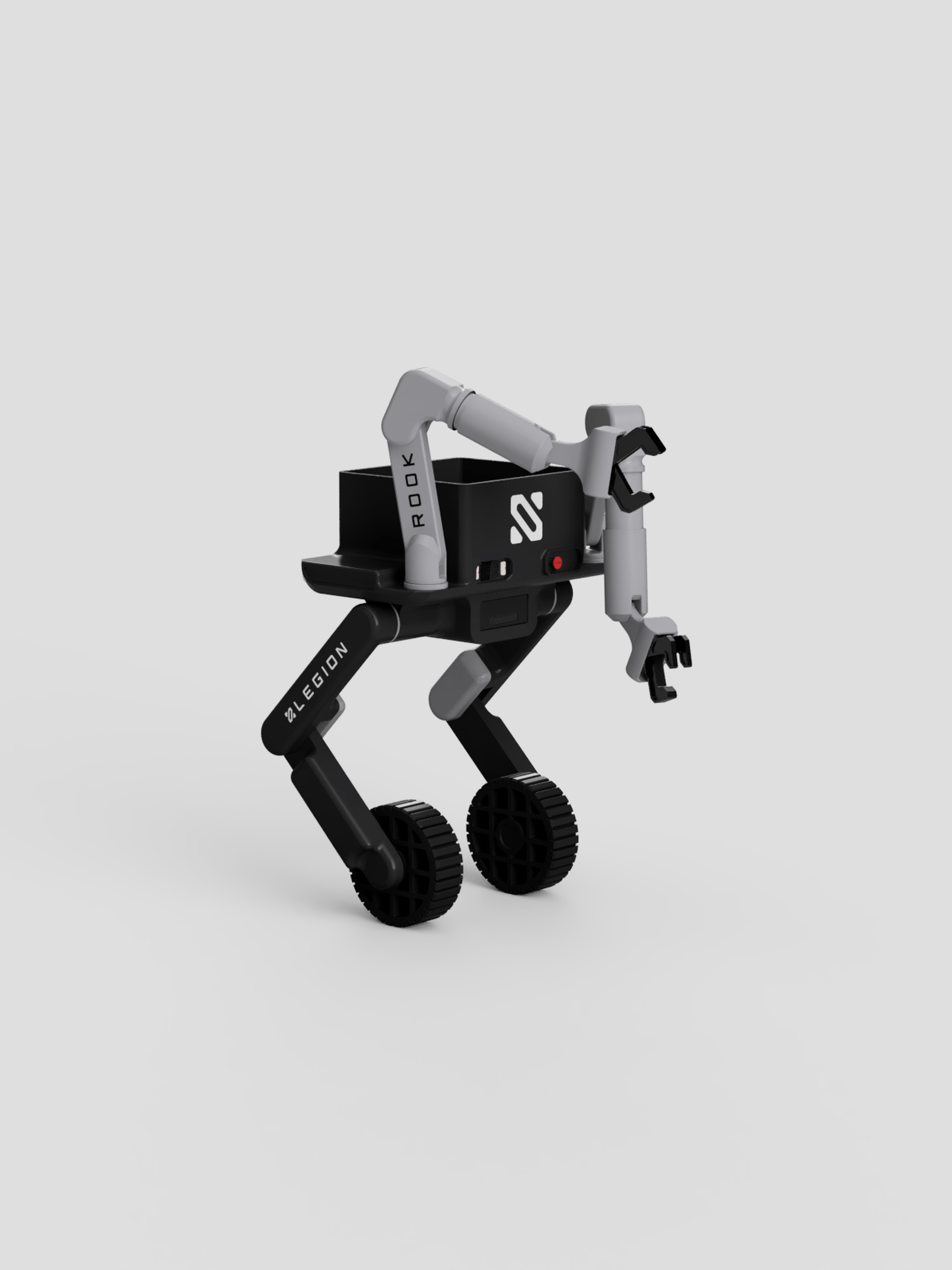 Early concept rendering of Rook with articulated arms, cargo bay, and wheeled base