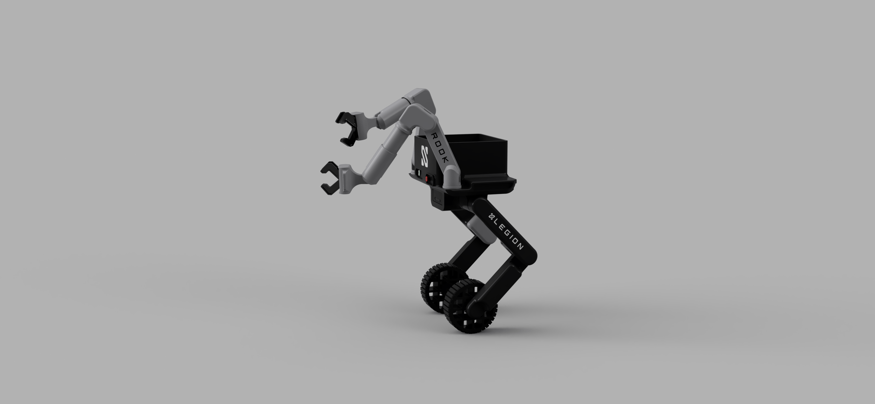 Early concept rendering of Rook with articulated arms, cargo bay, and wheeled base